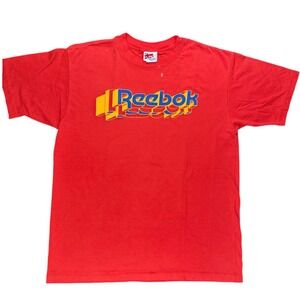 Vintage Reebok Logo‎ T Shirt Red Made USA XL Single Stitch 80s 90s